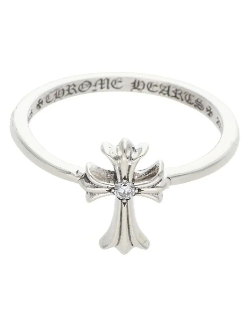 Chrome Hearts Bubblgm CH Crs Dia Bubblegum CH Cross Silver Ring